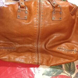 Michael Kors Tan Leather Studded Shoulder Bag